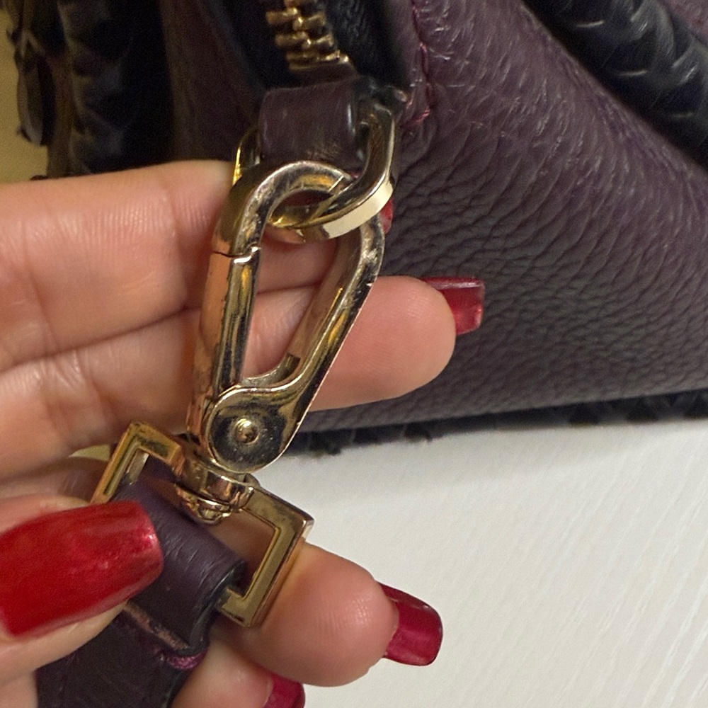 Kate Spade Anderson Way Reiley embellished satchel in deep plum pebbled leather - Picture 9 of 16